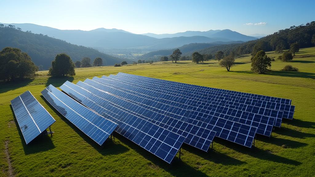 Rows of solar panels in the Yarra Valley, Australia.