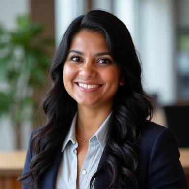 Professional headshot of Aisha Khan.